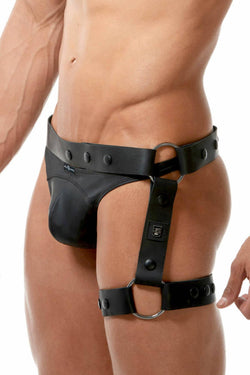 Gregg Homme Black Bonded-Leather Bottom Harness thumbnail 1