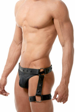 Gregg Homme Black Bonded-Leather Bottom Harness thumbnail 4