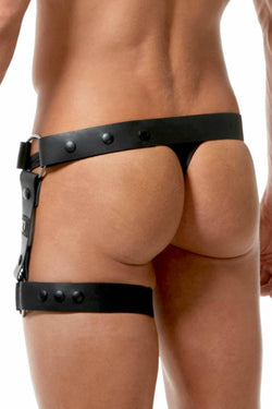 Gregg Homme Black Bonded-Leather Bottom Harness thumbnail 3