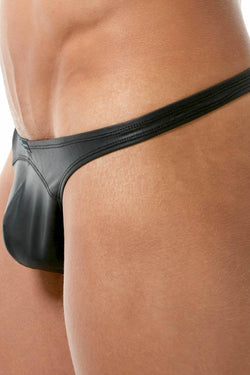 Gregg Homme Black Bonded-Leather Thong thumbnail 2