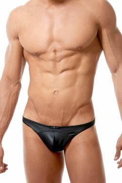 Gregg Homme Black Bonded-Leather Thong thumbnail 4