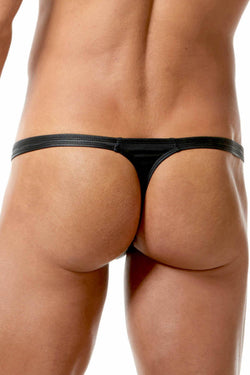 Gregg Homme Black Bonded-Leather Thong thumbnail 3