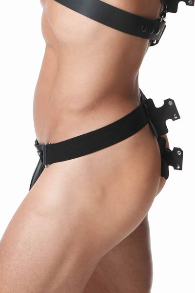 Gregg Homme Black Frame Leather Harness Thong