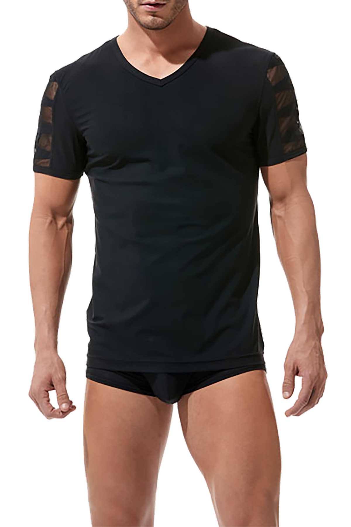 Gregg Homme Black High Line Laser Cut Mesh T-Shirt