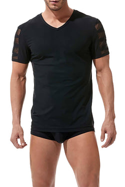 Gregg Homme Black High Line Laser Cut Mesh T-Shirt thumbnail 2