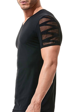 Gregg Homme Black High Line Laser Cut Mesh T-Shirt thumbnail 1