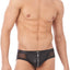 Gregg Homme Black Leather-Look Reckless Zipper Brief