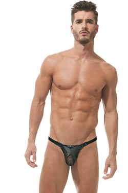 Gregg Homme Black Pleather/Mesh X Thong thumbnail 1
