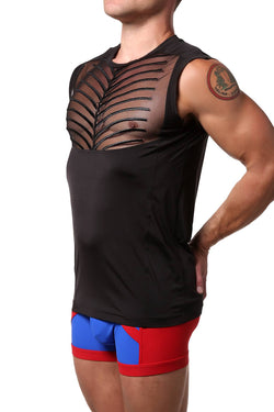 Gregg Homme Black Soiree Microfiber Mesh Muscle Shirt thumbnail 2
