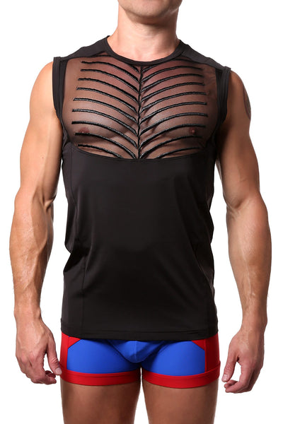 Gregg Homme Black Soiree Microfiber Mesh Muscle Shirt