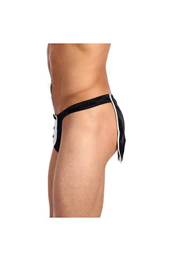 Gregg Homme Black Tuxedo Satin Knit Thong thumbnail 2