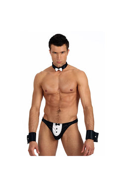 Gregg Homme Black Tuxedo Satin Knit Thong thumbnail 3