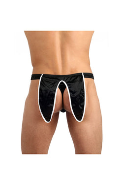 Gregg Homme Black Tuxedo Satin Knit Thong thumbnail 4
