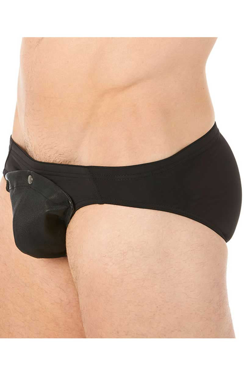 Gregg Homme Black Undo Detachable Leather Pouch Brief