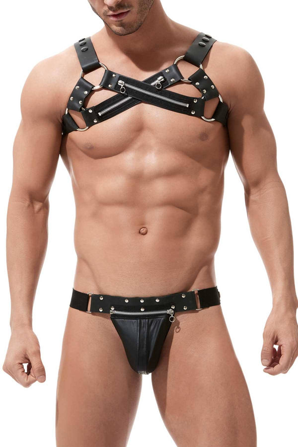 Gregg Homme Black Unzip Leather Chest Harness