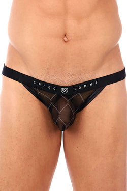 Gregg Homme Black Wired Mesh C-Ring Thong thumbnail 2