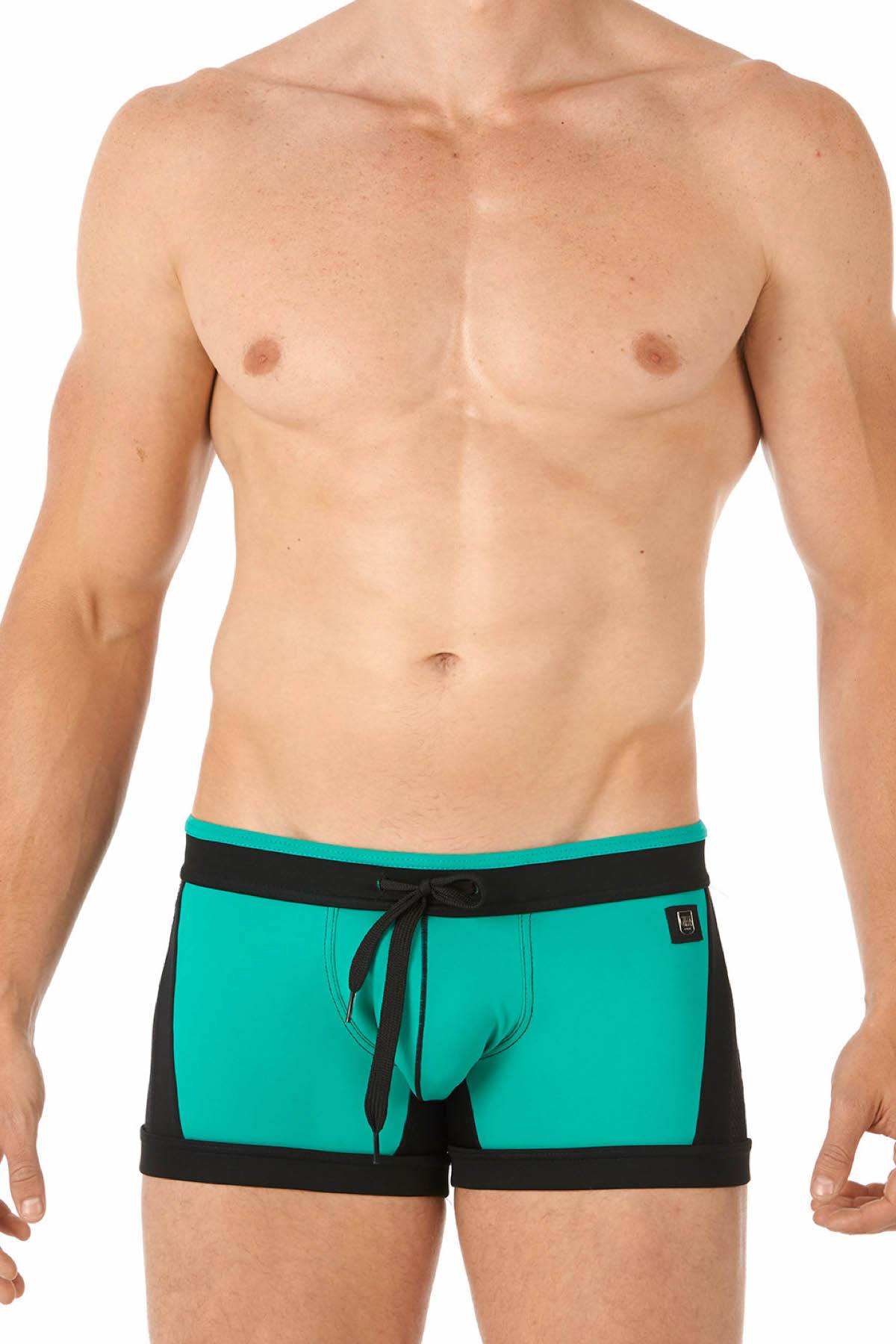 Gregg Homme Emerald Deep-Dive Mesh-Inset Swim Trunk