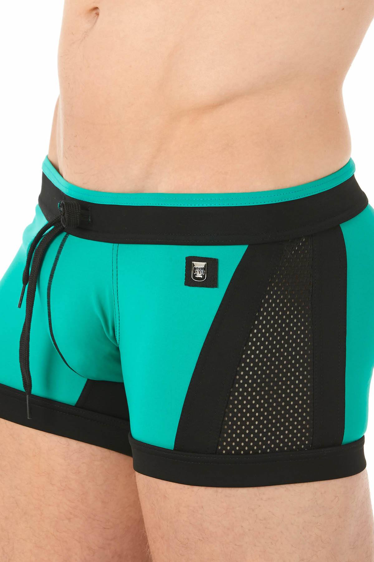 Gregg Homme Emerald Deep-Dive Mesh-Inset Swim Trunk