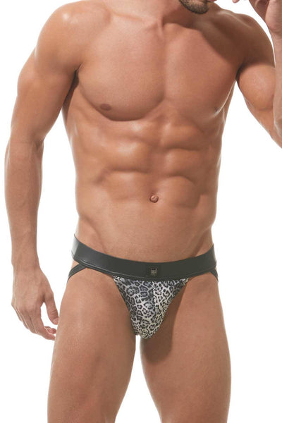 Gregg Homme Grey-Leopard Captive X-Back Jockstrap