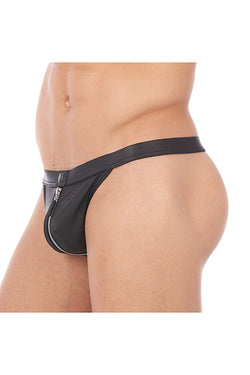 Gregg Homme Red/Black Reckless Zipper Leather-Look Thong thumbnail 1