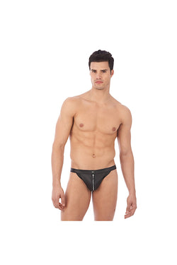Gregg Homme Red/Black Reckless Zipper Leather-Look Thong thumbnail 4