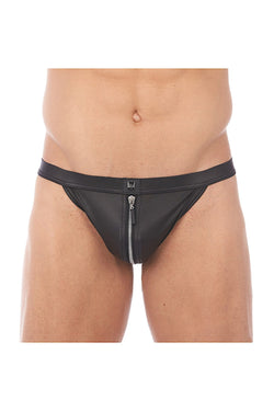 Gregg Homme Red/Black Reckless Zipper Leather-Look Thong thumbnail 2