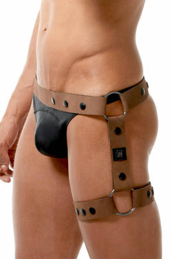 Gregg Homme Tan Bonded-Leather Bottom Harness thumbnail 1