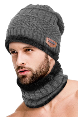 Grey Ultra-Soft 2Pc Fleece-Lined Beanie/Neck Warmer thumbnail 1