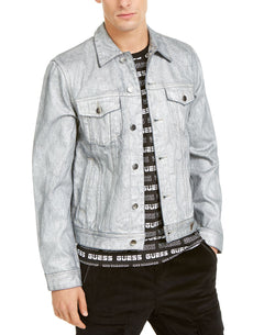 Guess Dillon Ski Logo Denim Jacket With Coating Silver City thumbnail 1