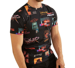Guess Eco Neon Nights Tee Jet Black Multi thumbnail 4