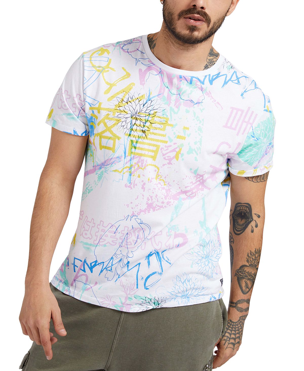 Guess Graffiti T-shirt Pure White Multi