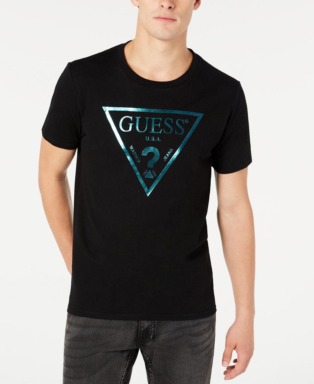 Guess Iridescent Logo T-shirt Black