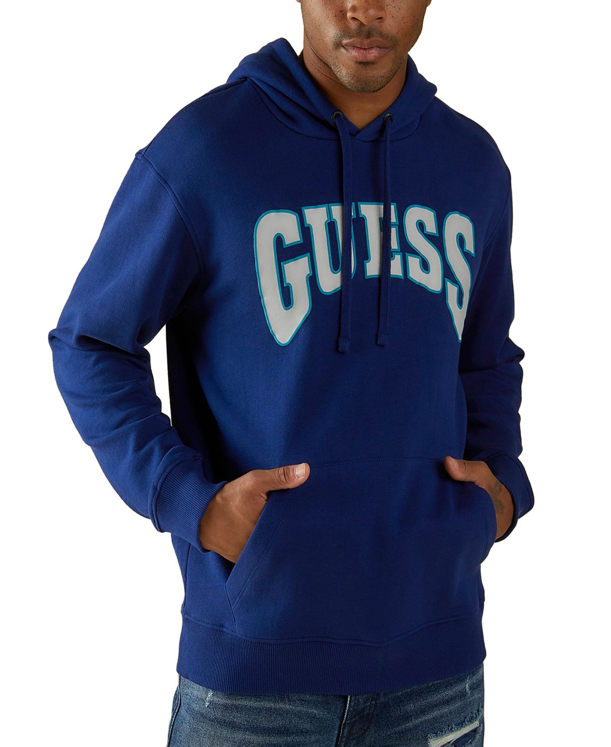 Guess Logo Graphic Hoodie Blue