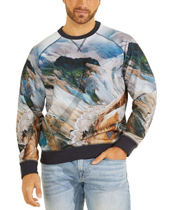 Guess Willis Landscape-print Fleece Sweatshirt Mountain Print thumbnail 1