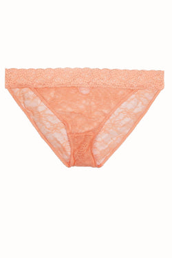 HEIDI By Heidi Klum Neon-Coral Stretch-Lace Keyhole Bikini Brief thumbnail 3