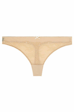 HEIDI By Heidi Klum Toasted-Almond Stretch French-Cut Lace Thong thumbnail 4
