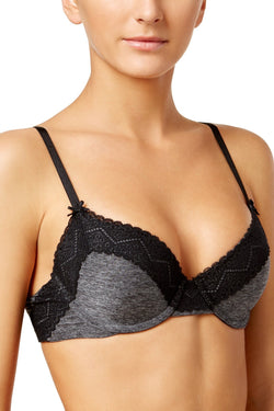 HEIDI by Heidi Klum Black/Dark-Marl Lace T-Shirt Bra thumbnail 1