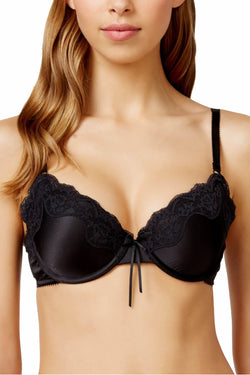 HEIDI by Heidi Klum Black Satin/Lace Subtle-Lift Bra thumbnail 1