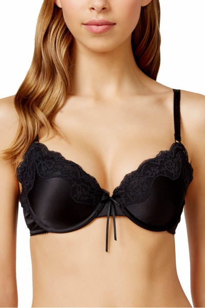 HEIDI by Heidi Klum Black Satin/Lace Subtle-Lift Bra