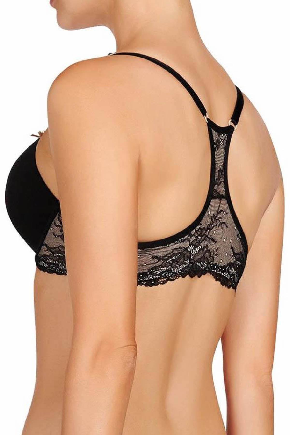 HEIDI by Heidi Klum Black/Toasted-Almond Racerback Lace T-Shirt Bra
