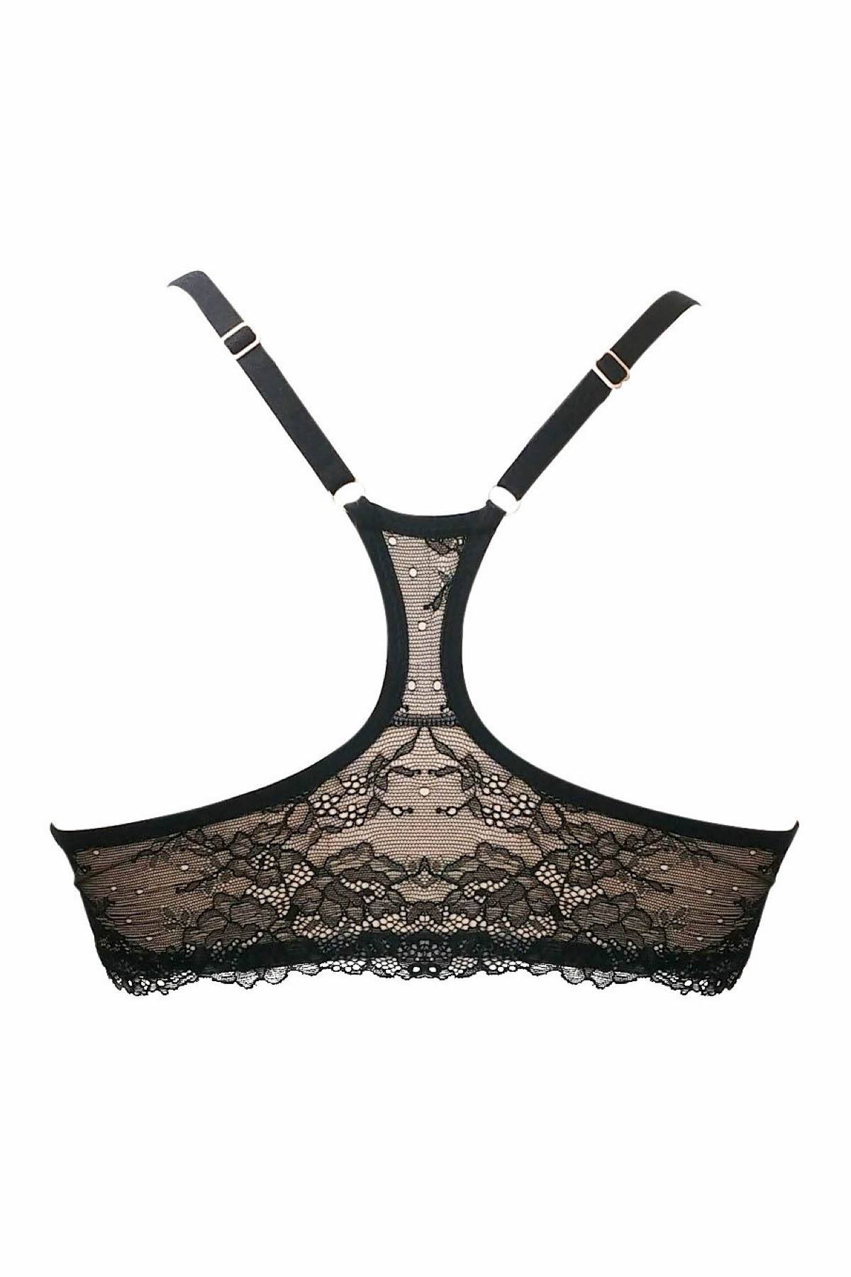 HEIDI by Heidi Klum Black/Toasted-Almond Racerback Lace T-Shirt Bra