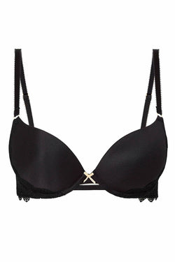 HEIDI by Heidi Klum Black/Toasted-Almond Super-Boost Geometric-Lace Bra thumbnail 3