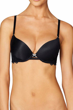 HEIDI by Heidi Klum Black/Toasted-Almond Super-Boost Geometric-Lace Bra thumbnail 1