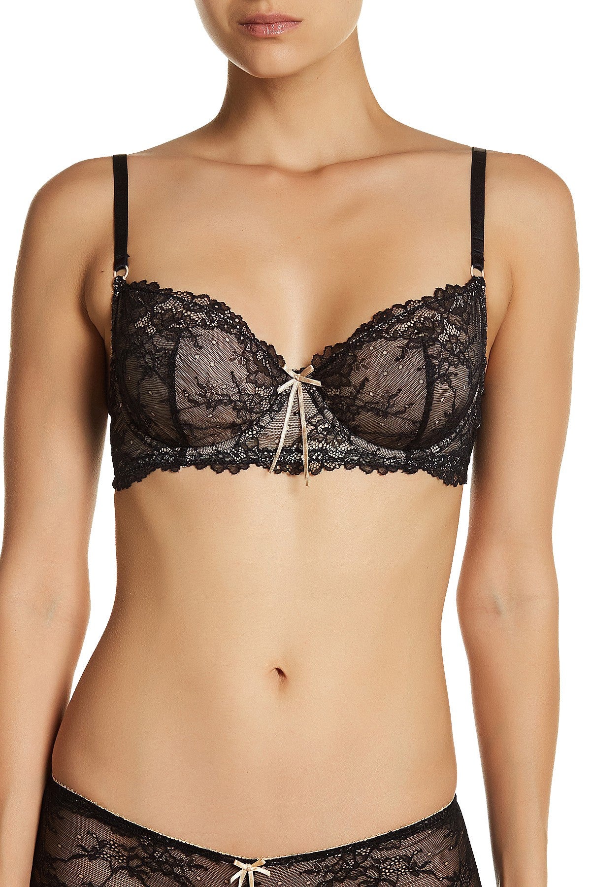 HEIDI by Heidi Klum Black & Toasted Almond Natural French Lace Underwire Bra