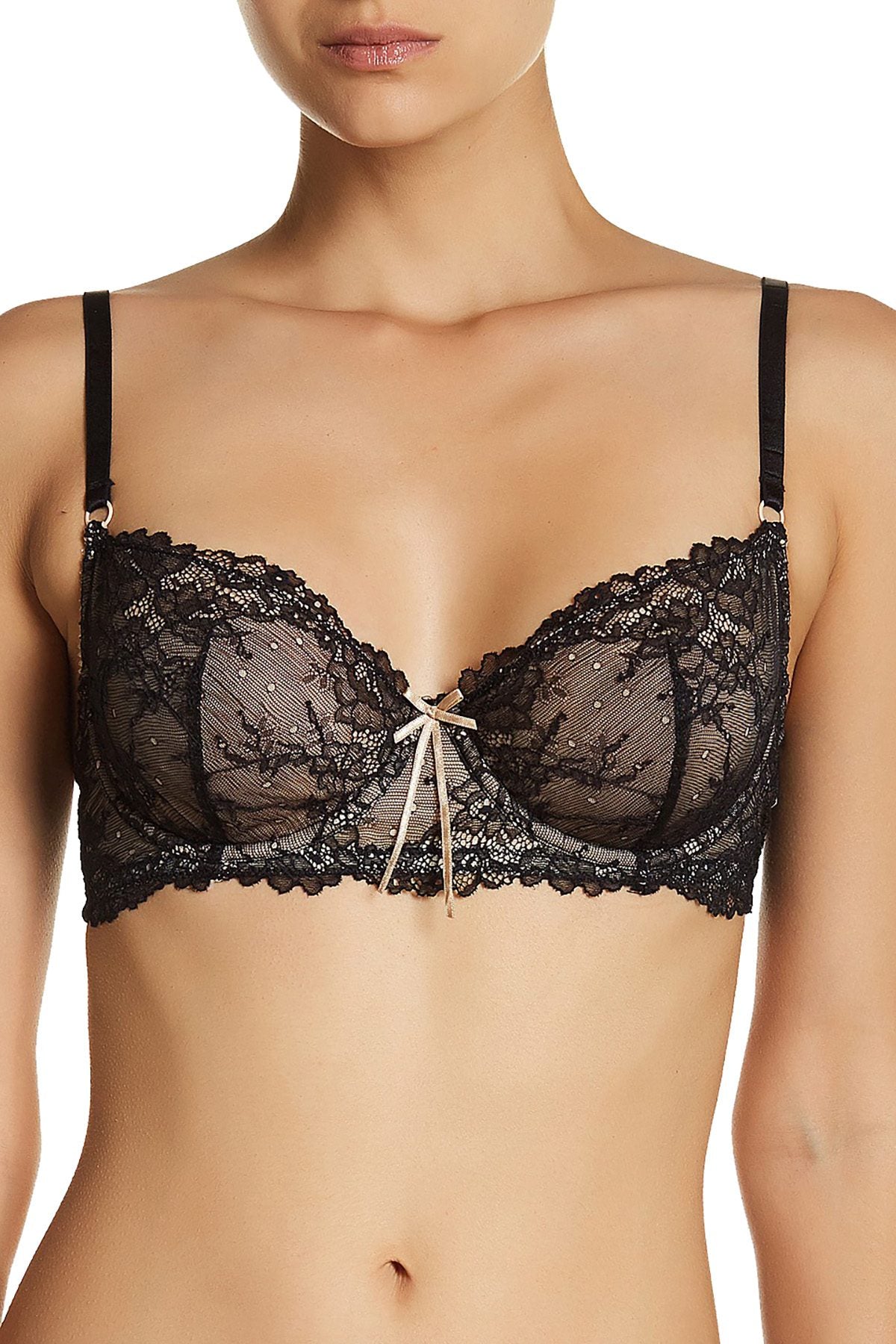 HEIDI by Heidi Klum Black & Toasted Almond Natural French Lace Underwire Bra