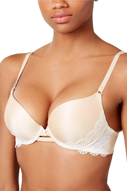 HEIDI by Heidi Klum Toasted-Almond Super-Boost Geometric-Lace Bra thumbnail 1