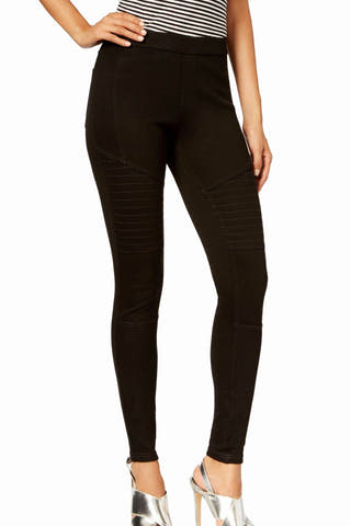 HUE Black-Denim Moto Legging