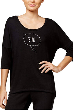 HUE Black 'Ello Graphic-Print Lounge Tee thumbnail 1