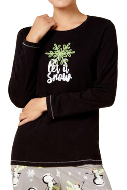 HUE Black/Grey Let-It-Snow Printed 3-Pc Pajama Set thumbnail 3