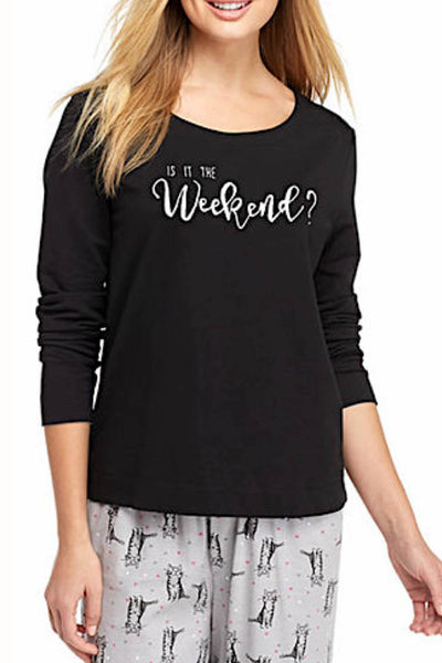 HUE Black Keyhole-Back Weekend Lounge Top